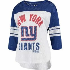 Women's G-III 4Her By Carl Banks White/Royal New York Giants First Team Three-Quarter Sleeve Mesh T-Shirt