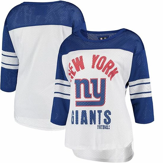 Women's G-III 4Her by Carl Banks White/Royal New York Giants First Team Three-Quarter Sleeve Mesh T-Shirt Women's G-III 4Her By Carl Banks White/Royal New York Giants First Team Three-Quarter Sleeve Mesh T-Shirt -G-III Sales Store unnamed file 4815
