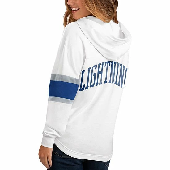 Women's G-III Sports By Carl Banks White Tampa Bay Lightning Game Plan Lace-Up Long Sleeve Hooded Top 3 Women's G-III Sports By Carl Banks White Tampa Bay Lightning Game Plan Lace-Up Long Sleeve Hooded Top - Image 3