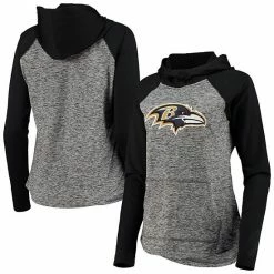 Women's G-III 4Her By Carl Banks Heathered Gray/Black Baltimore Ravens Championship Team Ring Raglan Pullover Hoodie