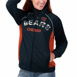 Women's G-III 4Her By Carl Banks Navy/Orange Chicago Bears Backfield Raglan Full-Zip Track Jacket -G-III Sales Store unnamed file 4878
