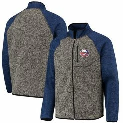 Men's G-III Sports By Carl Banks Charcoal/Royal New York Islanders Switchback Transitional Raglan Full-Zip Jacket