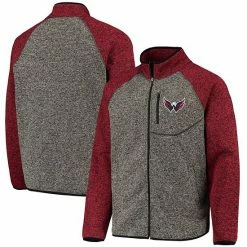 Men's G-III Sports By Carl Banks Charcoal/Red Washington Capitals Switchback Transitional Raglan Full-Zip Jacket