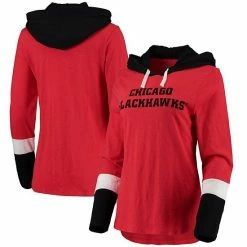 Women's G-III 4Her By Carl Banks Red Chicago Blackhawks Passing Play Hoodie Long Sleeve T-Shirt