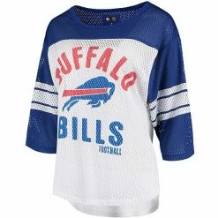 Women's G-III 4Her By Carl Banks White/Royal Buffalo Bills First Team Three-Quarter Sleeve Mesh T-Shirt