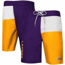 Men's G-III Sports By Carl Banks Purple/Gold Los Angeles Lakers Breeze Color Block Swim Trunks