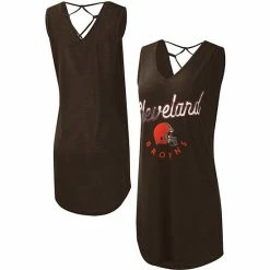Women's G-III 4Her By Carl Banks Brown Cleveland Browns Game Time Swim V-Neck Cover-Up Dress