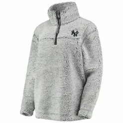Women's G-III 4Her By Carl Banks Gray New York Yankees Sherpa Quarter-Zip Pullover Jacket -G-III Sales Store unnamed file 5025