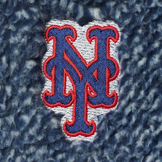 Women's G-III Sports By Carl Banks Navy/White New York Mets Sherpa Plaid Quarter-Zip Jacket 3 Women's G-III Sports By Carl Banks Navy/White New York Mets Sherpa Plaid Quarter-Zip Jacket - Image 3