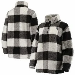 Women's G-III Sports By Carl Banks Black/Gray Chicago White Sox Sherpa Plaid Quarter-Zip Jacket