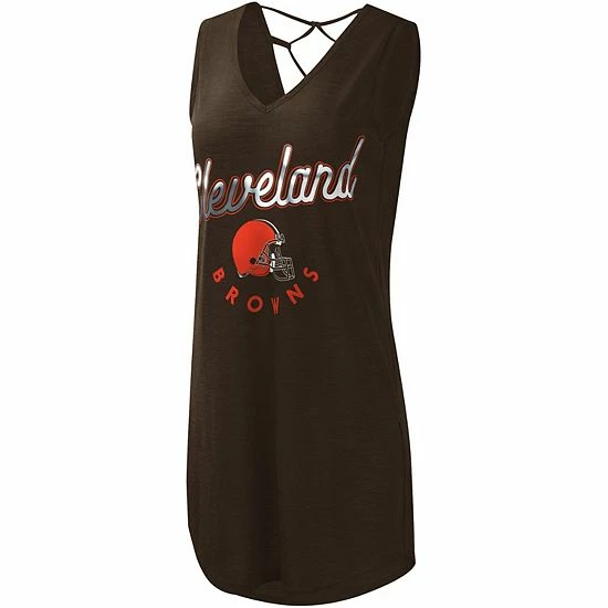 Women's G-III 4Her By Carl Banks Brown Cleveland Browns Game Time Swim V-Neck Cover-Up Dress - Image 3