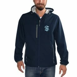 Men's G-III Sports By Carl Banks Navy Seattle Kraken Double Play Full-Zip Hoodie