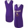 Women's G-III 4Her By Carl Banks Purple Minnesota Vikings Game Time Swim V-Neck Cover-Up Dress