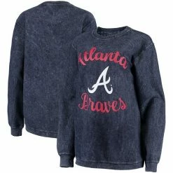 Women's G-III 4Her By Carl Banks Navy Atlanta Braves Script Comfy Cord Pullover Sweatshirt