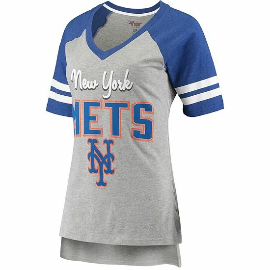 Women's G-III 4Her by Carl Banks Heathered Gray/Royal New York Mets Goal Line Raglan V-Neck T-Shirt Women's G-III 4Her By Carl Banks Heathered Gray/Royal New York Mets Goal Line Raglan V-Neck T-Shirt -G-III Sales Store unnamed file 5071