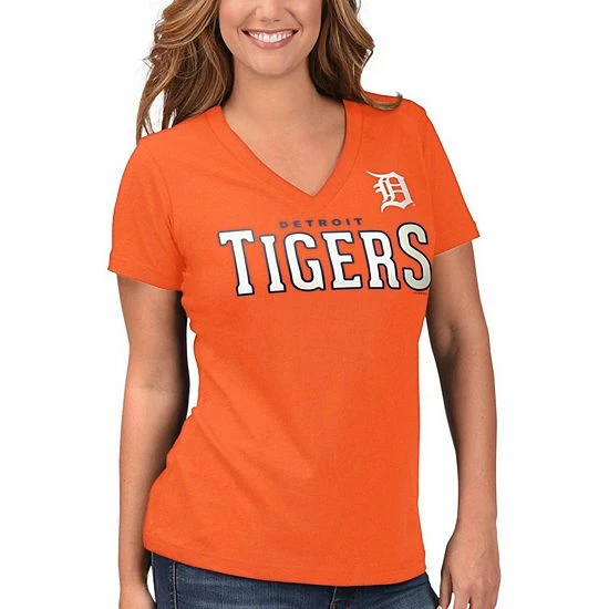Women's G-III 4Her by Carl Banks Orange Detroit Tigers Team Logo Game On V-Neck T-Shirt Women's G-III 4Her By Carl Banks Orange Detroit Tigers Team Logo Game On V-Neck T-Shirt -G-III Sales Store unnamed file 5076