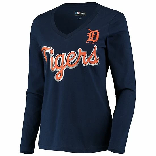 Women's G-III 4Her by Carl Banks Navy Detroit Tigers Perfect Game Long Sleeve V-Neck T-Shirt Women's G-III 4Her By Carl Banks Navy Detroit Tigers Perfect Game Long Sleeve V-Neck T-Shirt -G-III Sales Store unnamed file 5079