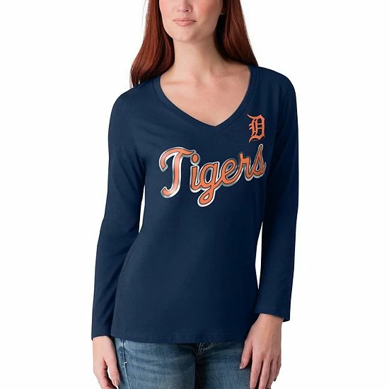 Women's G-III 4Her by Carl Banks Navy Detroit Tigers Perfect Game Long Sleeve V-Neck T-Shirt Women's G-III 4Her By Carl Banks Navy Detroit Tigers Perfect Game Long Sleeve V-Neck T-Shirt -G-III Sales Store unnamed file 5081