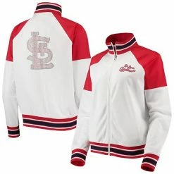 Women's G-III 4Her By Carl Banks White/Red St. Louis Cardinals First Hit Full-Zip Track Jacket