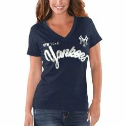 Women's G-III 4Her By Carl Banks Heathered Navy New York Yankees Good Day V-Neck T-Shirt 4 Women's G-III 4Her By Carl Banks Heathered Navy New York Yankees Good Day V-Neck T-Shirt -G-III Sales Store unnamed file 5091