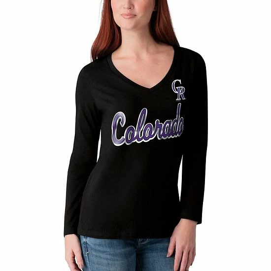 Women's G-III 4Her by Carl Banks Black Colorado Rockies Perfect Game Long Sleeve V-Neck T-Shirt Women's G-III 4Her By Carl Banks Black Colorado Rockies Perfect Game Long Sleeve V-Neck T-Shirt -G-III Sales Store unnamed file 5095