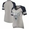 Women's G-III 4Her By Carl Banks Heathered Gray/Navy New York Yankees Goal Line V-Neck T-Shirt
