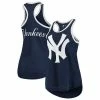 Women's G-III 4Her By Carl Banks Navy New York Yankees Team Logo Tater Racerback Tank Top