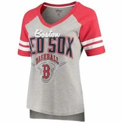 Women's G-III 4Her By Carl Banks Heathered Gray/Red Boston Red Sox Goal Line T-Shirt -G-III Sales Store unnamed file 5175