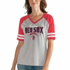 Women's G-III 4Her By Carl Banks Heathered Gray/Red Boston Red Sox Goal Line T-Shirt -G-III Sales Store unnamed file 5177