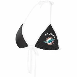 Women's G-III 4Her By Carl Banks Black Miami Dolphins Perfect Match Bikini Top