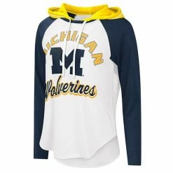 Women's G-III 4Her By Carl Banks White/Navy Michigan Wolverines From The Sideline Raglan Hoodie Long Sleeve T-Shirt 2 Women's G-III 4Her By Carl Banks White/Navy Michigan Wolverines From The Sideline Raglan Hoodie Long Sleeve T-Shirt -G-III Sales Store unnamed file 5233