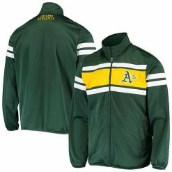 Men's G-III Sports By Carl Banks Green/Gold Oakland Athletics Power Pitcher Full-Zip Track Jacket
