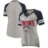 Women's G-III 4Her By Carl Banks Heathered Gray/Navy Minnesota Twins Goal Line V-Neck T-Shirt