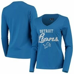 Alternative view of Women's G-III 4Her By Carl Banks Blue Detroit Lions Post Season Long Sleeve V-Neck T-Shirt