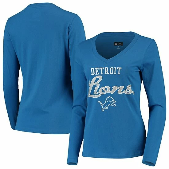 Women's G-III 4Her By Carl Banks Blue Detroit Lions Post Season Long Sleeve V-Neck T-Shirt 2 Women's G-III 4Her By Carl Banks Blue Detroit Lions Post Season Long Sleeve V-Neck T-Shirt - Image 2