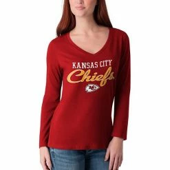 Women's G-III 4Her By Carl Banks Red Kansas City Chiefs Post Season Long Sleeve V-Neck T-Shirt