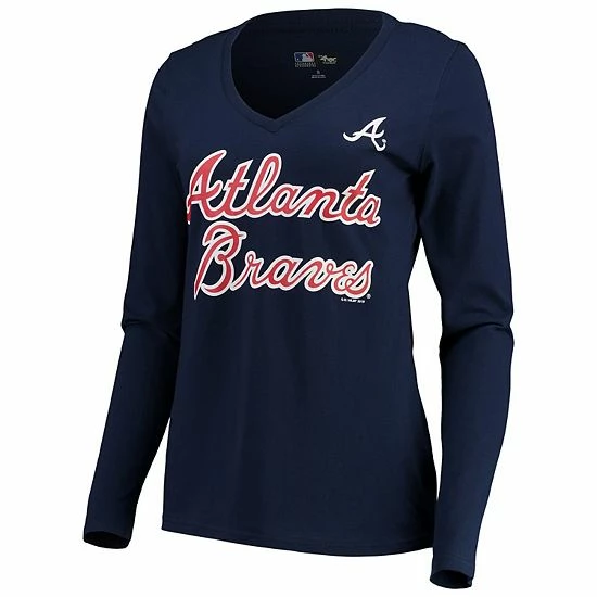 Women's G-III 4Her by Carl Banks Navy Atlanta Braves Post Season Long Sleeve T-Shirt Women's G-III 4Her By Carl Banks Navy Atlanta Braves Post Season Long Sleeve T-Shirt -G-III Sales Store unnamed file 602