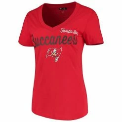 Women's G-III 4Her By Carl Banks Red Tampa Bay Buccaneers Post Season V-Neck T-Shirt