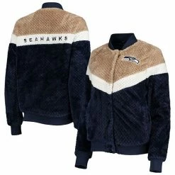 Women's G-III 4Her By Carl Banks College Navy/Cream Seattle Seahawks Riot Squad Sherpa Full-Snap Jacket