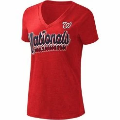 Women's G-III 4Her By Carl Banks Red Washington Nationals First Place V-Neck T-Shirt