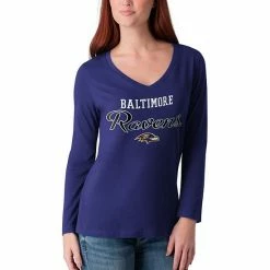 Women's G-III 4Her By Carl Banks Purple Baltimore Ravens Post Season Long Sleeve V-Neck T-Shirt