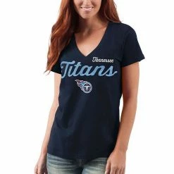 Women's G-III 4Her By Carl Banks Navy Tennessee Titans Post Season V-Neck T-Shirt -G-III Sales Store unnamed file 728