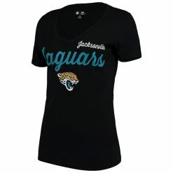 Women's G-III 4Her By Carl Banks Black Jacksonville Jaguars Post Season V-Neck T-Shirt