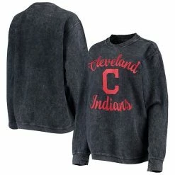 Women's G-III 4Her By Carl Banks Navy Cleveland Indians Script Comfy Cord Pullover Sweatshirt