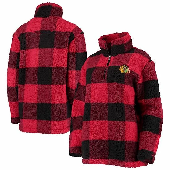 Women's G-III 4Her by Carl Banks Red/Black Chicago Blackhawks Plaid Sherpa Quarter-Zip Jacket Women's G-III 4Her By Carl Banks Red/Black Chicago Blackhawks Plaid Sherpa Quarter-Zip Jacket -G-III Sales Store unnamed file 828