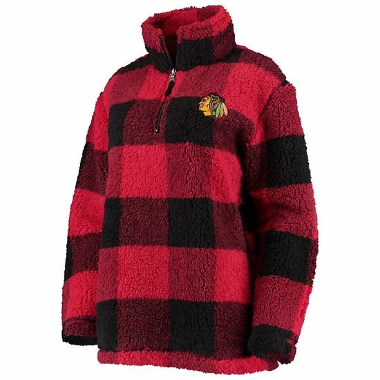 Women's G-III 4Her by Carl Banks Red/Black Chicago Blackhawks Plaid Sherpa Quarter-Zip Jacket Women's G-III 4Her By Carl Banks Red/Black Chicago Blackhawks Plaid Sherpa Quarter-Zip Jacket -G-III Sales Store unnamed file 830