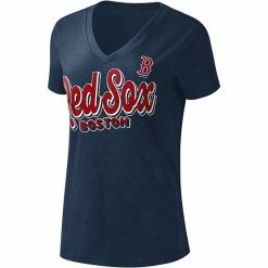 Women's G-III 4Her By Carl Banks Navy Boston Red Sox First Place V-Neck T-Shirt