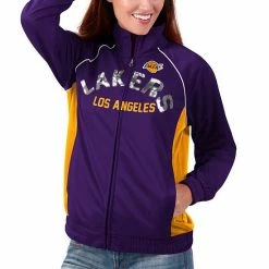 Women's G-III 4Her By Carl Banks Purple/Gold Los Angeles Lakers Backfield Raglan Full-Zip Track Jacket -G-III Sales Store unnamed file 843