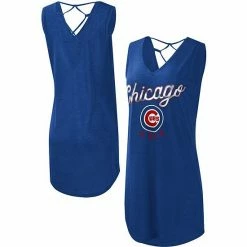 Women's G-III 4Her By Carl Banks Royal Chicago Cubs Game Time Slub Beach V-Neck Cover-Up Dress