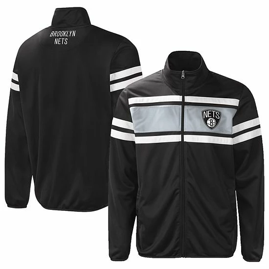 Men's G-III Sports By Carl Banks Black Brooklyn Nets Power Pitcher Full-Zip Track Jacket
